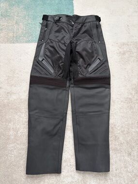 ICON Black Motorcycle Textile & Leather Hybrid Pants